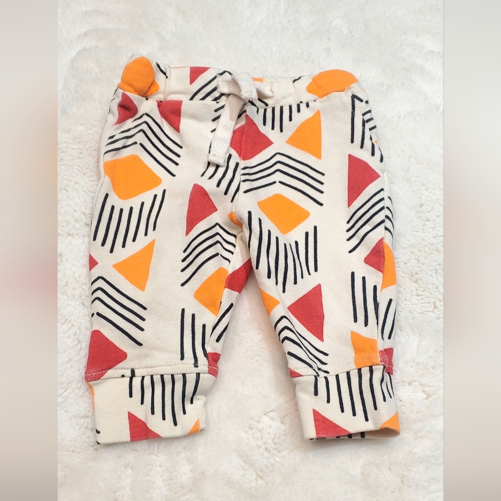 Ade+Ayo Baby Pants - Red, Orange, Black on Cream Size 3-6m